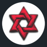 Star of David Red Classic Round Sticker<br><div class="desc">Bar Mitzvah and Bat Mitzvah invitation sets designed by Umua. Printed and shipped by Zazzle or its partners.</div>