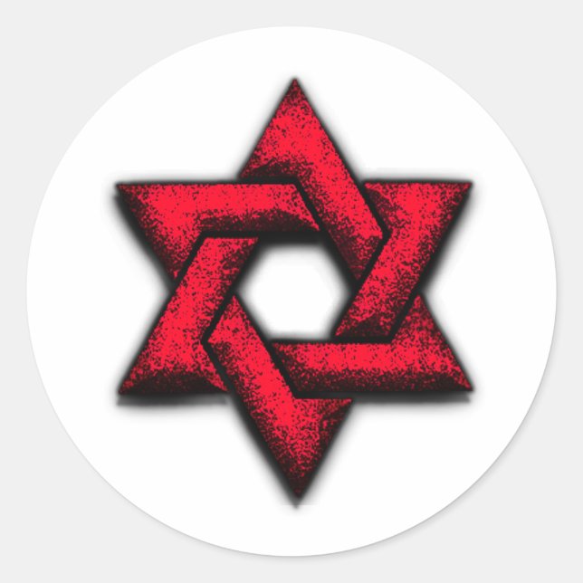 Star of David Red Classic Round Sticker (Front)