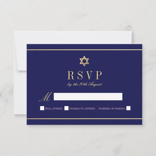 Star of David RSVP Deep Blue | w/ Address Card (Front)
