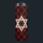 Star of David | Rustic Buffalo Red and Black Plaid Thermal Tumbler<br><div class="desc">Minimal classic gold Bar/Bat Mitzvah and Hanukkah modern Star of David against a rustic red buffalo plaid background creates an elegant,  sophisticated design. For other coordinating colours or matching products,  visit JustFharryn @ Zazzle.com or contact the designer,  c/o Fharryn@yahoo.com  All rights reserved. #zazzlemade #christmasdecor</div>