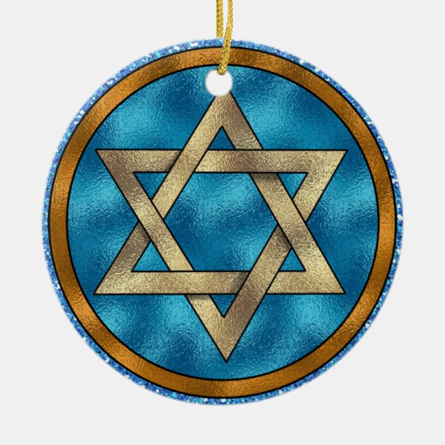 Star of David Shalom - SRF Ceramic Tree Decoration (Front)