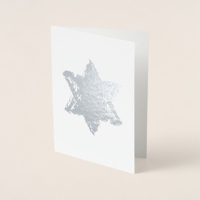 Star of David Silver Foil Design Blank Card (Front)