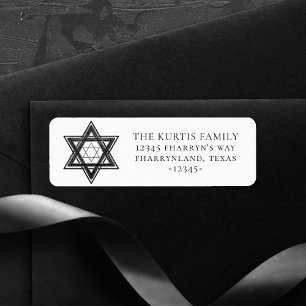 Star of David   Simple Black White Return Address
