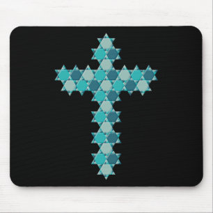 Star of David Star Cross Blue Optical Illusion Mouse Mat