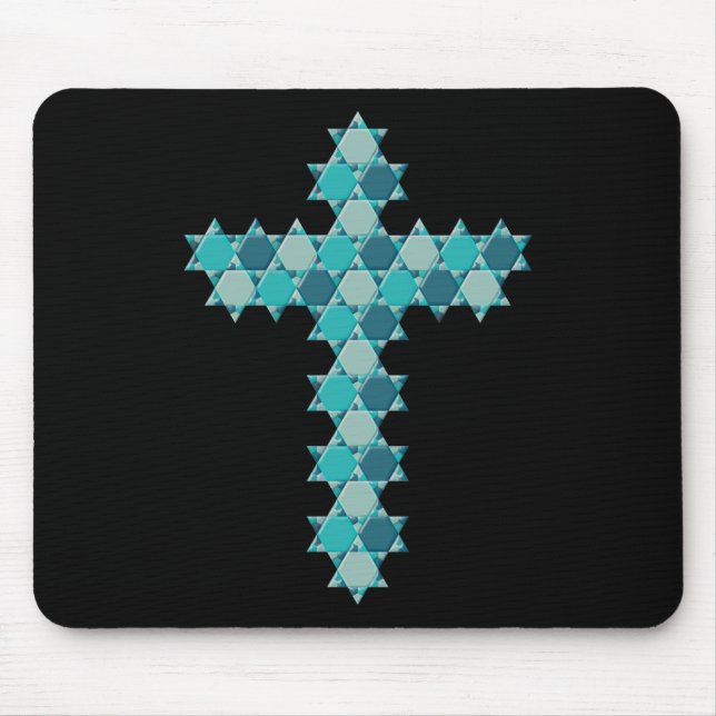 Star of David Star Cross Blue Optical Illusion Mouse Mat (Front)