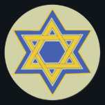 Star of David sticker<br><div class="desc">The star of David symbol in blue & yellow gold. The background colour can be changed. Stickers available in small and large sizes.</div>