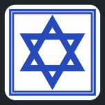 Star of David Sticker<br><div class="desc">Square sticker with an image of a deep blue Star of David and a double deep blue border on white. See matching round sticker, confetti, label and wrapping paper. See the entire Hanukkah Sticker collection under the CARDS & STICKERS category in the HOLIDAYS section.</div>