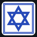 Star of David Sticker<br><div class="desc">Square sticker with an image of a deep blue Star of David and a double deep blue border on white. See matching round sticker,  confetti,  label and wrapping paper. See the entire Hanukkah Sticker collection under the CARDS & STICKERS category in the HOLIDAYS section.</div>