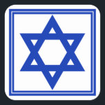 Star of David Sticker<br><div class="desc">Square sticker with an image of a deep blue Star of David and a double deep blue border on white. See matching round sticker,  confetti,  label and wrapping paper. See the entire Hanukkah Sticker collection under the CARDS & STICKERS category in the HOLIDAYS section.</div>
