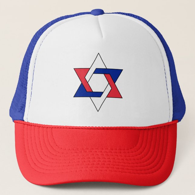 Star of David symbol stylised France three colours Trucker Hat (Front)