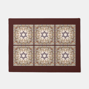 Star of David Vintage Baroque Jewish Art Doormat