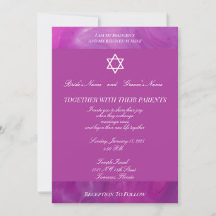 Star Of David - Violet Background Jewish Wedding Invitation