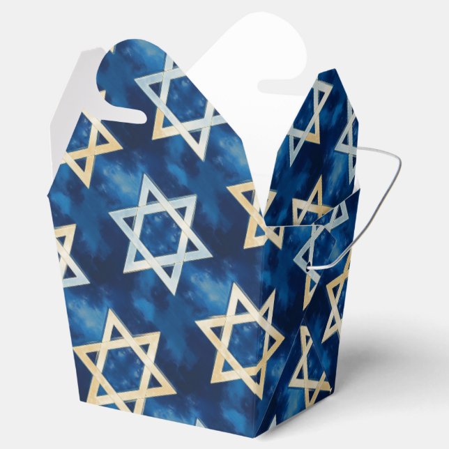 Star of David Watercolor Blue Custom  Favour Box (Opened)