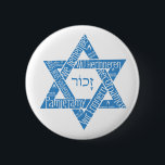 Star of David "We Remember - Never Again" 6 Cm Round Badge<br><div class="desc">I created this Star of David "We Remember -- Never Again" Holocaust Remembrance design on Holocaust Remembrance day. May we always remember and never let it happen again.</div>