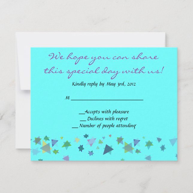 Star of David Wedding Invitation Bar Mitzvah Reply (Front)