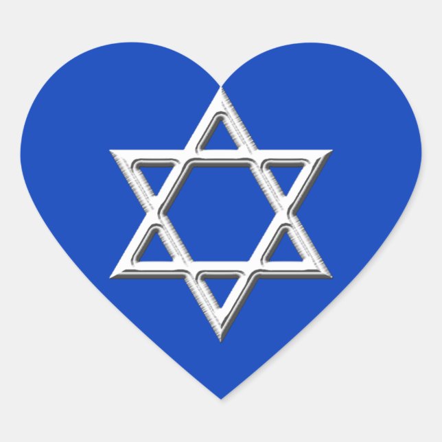 Star of David-White Heart Sticker (Front)