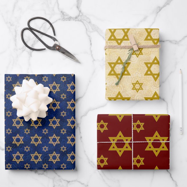 Star of David Wrapping Paper Flat Sheet Set  (Front)