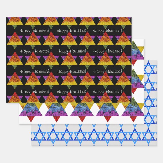 Star of David Wrapping Paper Flat Sheet Set of 3 (Set)