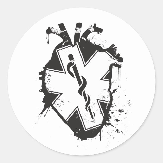 star of life anatomical heart classic round sticker (Front)