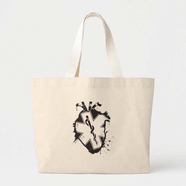 star of life anatomical heart large tote bag (Front)