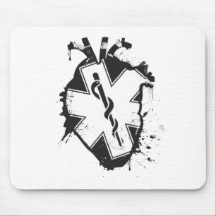 star of life anatomical heart mouse mat