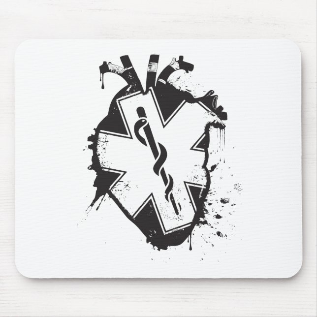 star of life anatomical heart mouse mat (Front)