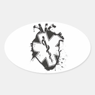 star of life anatomical heart oval sticker