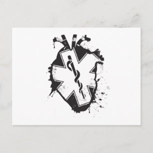 star of life anatomical heart postcard