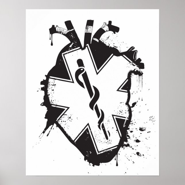star of life anatomical heart poster (Front)