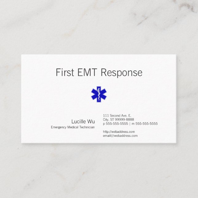 Star of Life Business Card (Front)