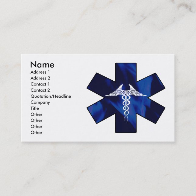 Star of Life Business Card (Front)