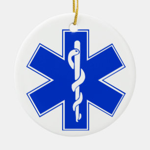 Star of Life / EMT Symbol Ceramic Tree Decoration