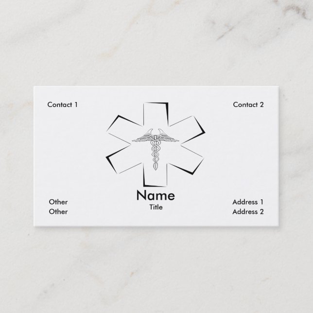Star of Life Outline Business Card (Front)
