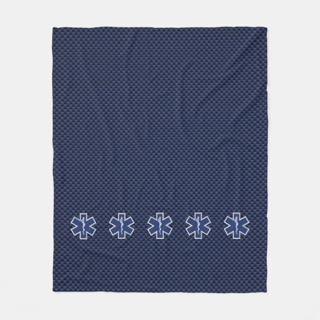 Star of Life Paramedic Carbon Fibre Style Fleece Blanket (Front)