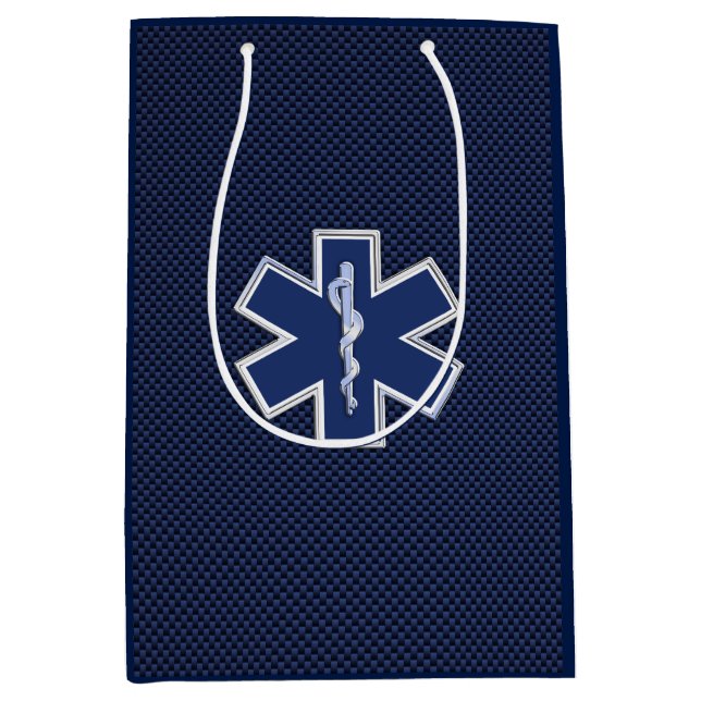 Star of Life Paramedic Carbon Fibre Style Medium Gift Bag (Front)