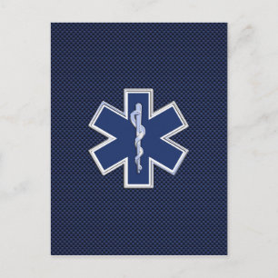 Star of Life Paramedic Emergency Medical S Decor Postcard