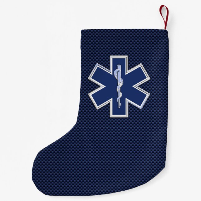 Star of Life Paramedic Emergency Medical S Decor Small Christmas Stocking (Back)