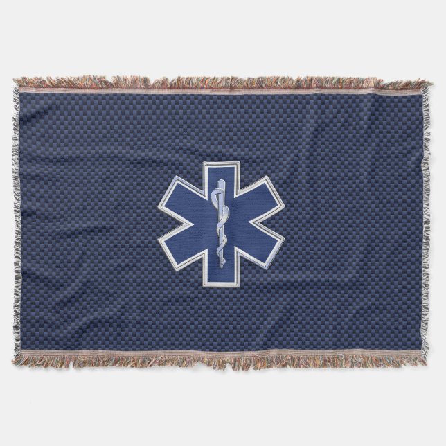 Star of Life Paramedic Emergency Medical S Decor Throw Blanket (Front)