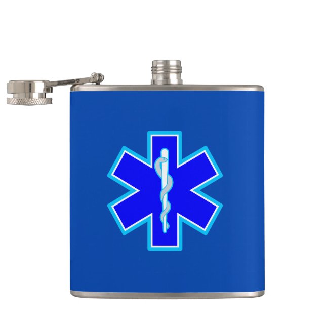 Star of Life Paramedic Emergency Medical Services Hip Flask (Opened)