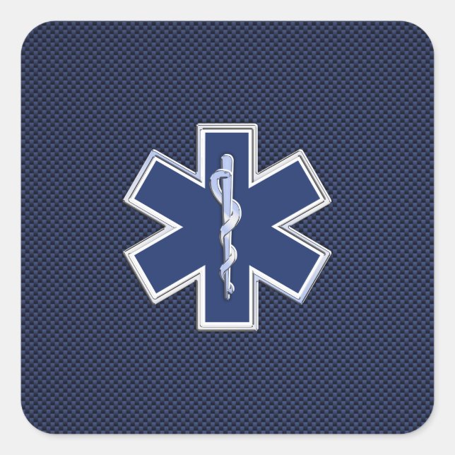 Star of Life Paramedic Emergency Medical Services Square Sticker (Front)