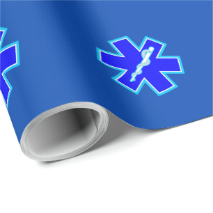 Star of Life Paramedic Emergency Medical Services Wrapping Paper