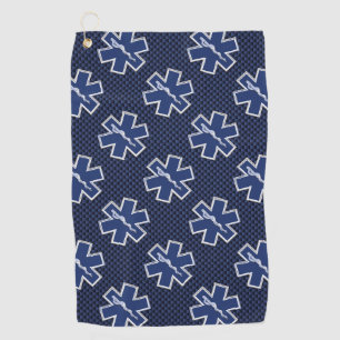 Star of Life Paramedic EMS on Blue Carbon Decor  Golf Towel