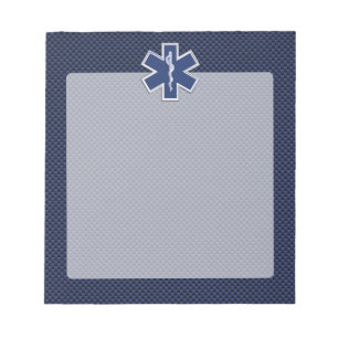 Star of Life Paramedic EMS on Blue Carbon Fiber Notepad