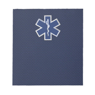 Star of Life Paramedic on Navy Blue Carbon Fibre Notepad