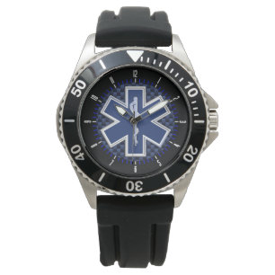 Star of Life Paramedic on Navy Carbon Fibre Look Watch