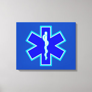 Star of Life Paramedic Symbol EMS Blue Canvas Print