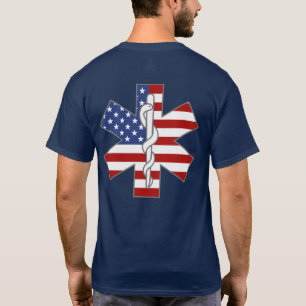 Star of Life Patriotic EMT Paramedic Custom Name T-Shirt
