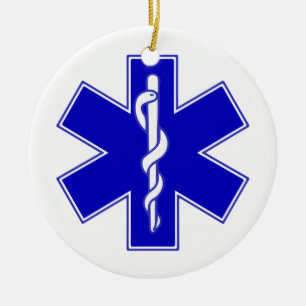 Star of Life Symbol - personalised text Ceramic Tree Decoration