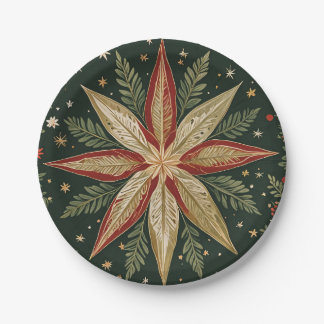 Star of Wonder Floral Paper Plate
