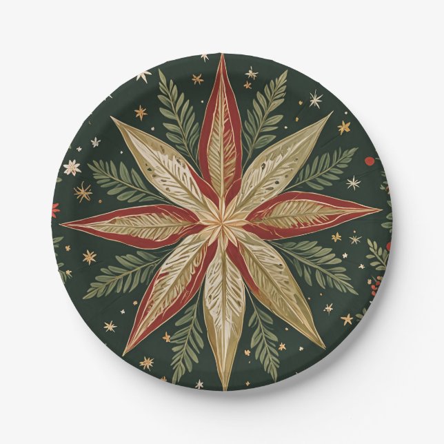 Star of Wonder Floral Paper Plate (Front)